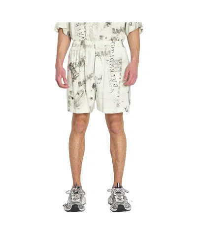Balenciaga Elastic-waist Print Pyjamas Shorts In Neutral