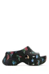 Balenciaga Floral Pattern Rubber Pool Slide Sandals In Black