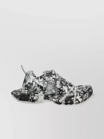 Balenciaga 3xl Extreme Graffiti Print Sneakers In White