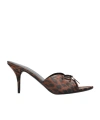 Balenciaga Printed Satiin Knife Bow Mules In Black