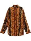 Balenciaga Fur Print Cocoon Silk Crepe Blouse In Orange