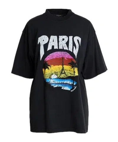 Balenciaga Printed Shortsleeve Tshirt In Black