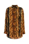 Balenciaga Printed Silk Oversize Shirt In Yellow