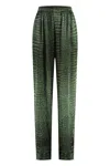 Balenciaga Crocodile Print Elastic Waistband Trousers In Green