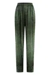 Balenciaga Crocodile Print Elastic Waistband Trousers In Green