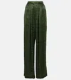 Balenciaga Crocodile Print Elastic Waistband Trousers In Green