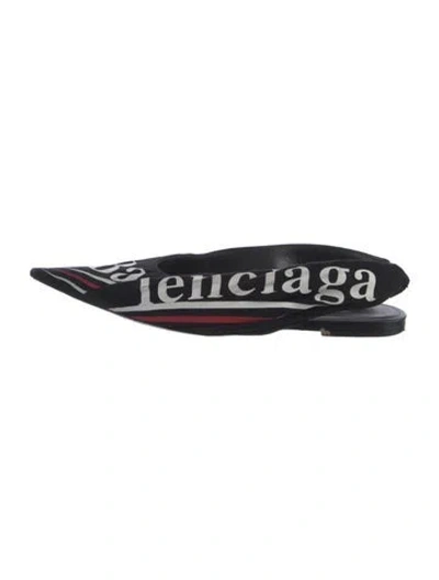 Pre-owned Balenciaga Printed Slingback Flats In Black