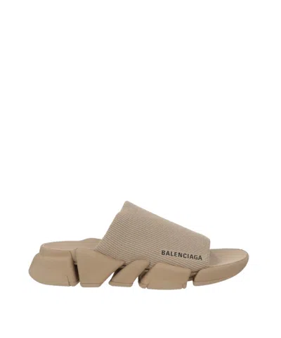 Balenciaga Printed Slippers In Brown
