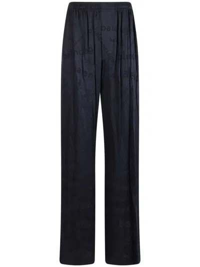 Balenciaga Crystal Embellished Satin Pajama Pants In 4100 Dark Navy