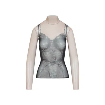 BALENCIAGA PRINTED STRETCH TULLE TOP