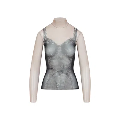 BALENCIAGA BALENCIAGA PRINTED STRETCH TULLE TOP