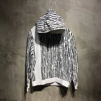 Pre-owned Balenciaga Printed Stripes Hoodie In White Black