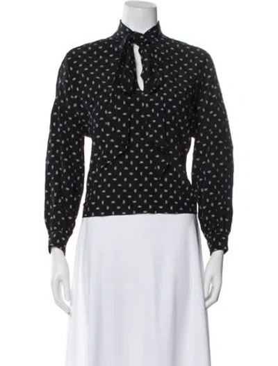 Pre-owned Balenciaga Printed Tie Neck Blouse In Black