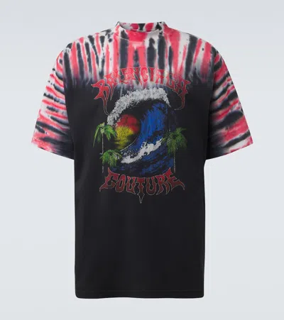Balenciaga Printed Tie-dye Cotton Jersey T-shirt In Multi