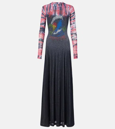 Balenciaga Printed Tie-dye Cotton-blend Jersey Maxi Dress In Multi