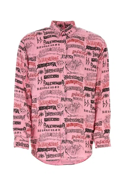 Balenciaga Printed Viscose Oversize Shirt In Default Title
