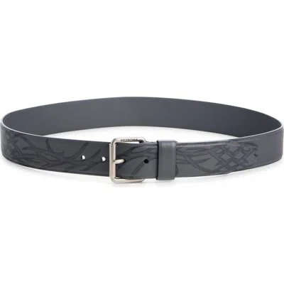 Balenciaga Prong Faux Leather Belt In Gray