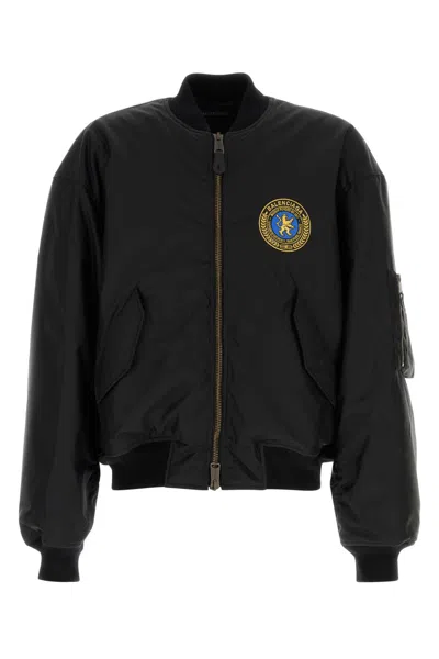Balenciaga Puffer Bomber Jacket In Black