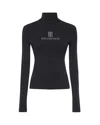 Balenciaga Women Turtleneck With Lettering Logo On The Front In Black