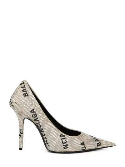 Balenciaga Square Knife Pumps In Argento/nero