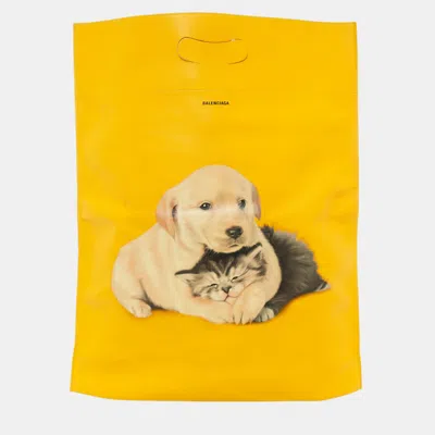 Pre-owned Balenciaga Puppy And Kitten Supermarket Bag In Yellow