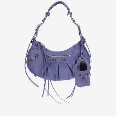 BALENCIAGA PURPLE BLACK LE CAGOLE SHOULDER BAG