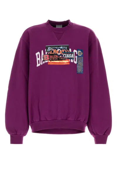 Balenciaga Purple Cottons Sweatshirt In Burgundy