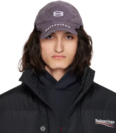 Balenciaga Purple Distressed Cap In 5071 Faded Purple/wh