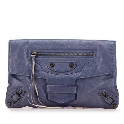 Pre-owned Balenciaga Purple Leather Clutch Bag ()
