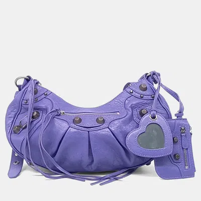 Pre-owned Balenciaga Purple Leather Le Cargo Bag Small