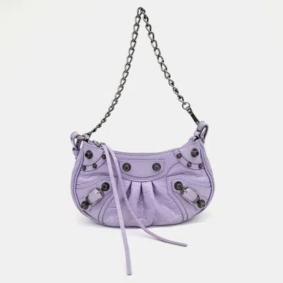 Pre-owned Balenciaga Purple Leather Le Cargol Mini Shoulder Bag