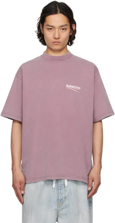 Balenciaga Purple Political Campaign T-shirt In 3569