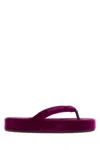 Balenciaga Jet Lag Stretch Velvet Platform Thong Sandals In Purple
