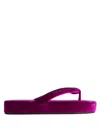 Balenciaga Jet Lag Stretch Velvet Platform Thong Sandals In Purple