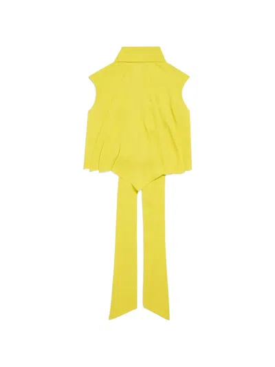 Balenciaga Pussy-bow Draped Blouse In White