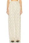Balenciaga Women Printed Viscose Pyjama Pant In Light Beige & Black