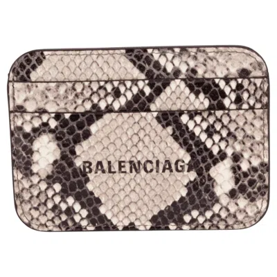 Pre-owned Balenciaga Python Print Card Holder Nib In Beige
