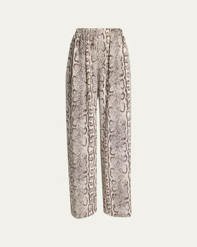 Balenciaga Python-print Silk Crepe Wide-leg Pants