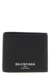 Balenciaga Black Bi-fold Credit Wallet In Hammered Leather In Black