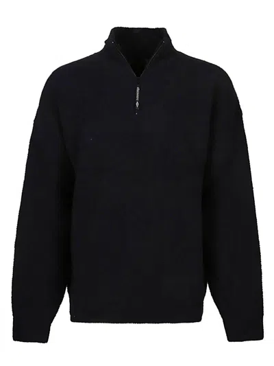 Balenciaga Quarter-zip Knit Sweater In Black