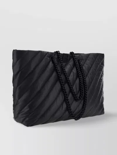 Balenciaga Quilted Calfskin Chain Handle Tote Bag In Black