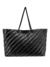 Balenciaga Quilted Leather Shoulder Bag With Monogram Detail In Negro