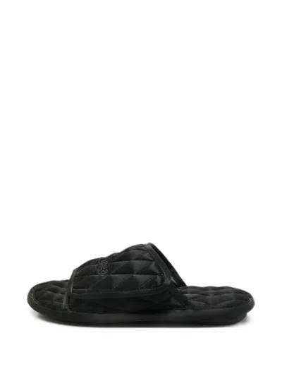 Pre-owned Balenciaga Quilted Satin Slides In Black
