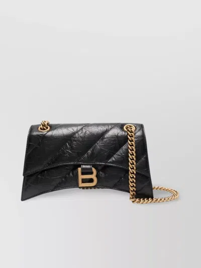 Balenciaga Quilted Shoulder Bag Cracked Effect In Black
