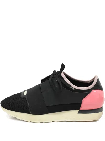 Pre-owned Balenciaga Race Runner Panelled Sneakers In Black