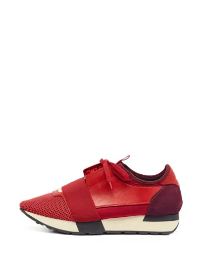 Pre-owned Balenciaga Race Runner Mesh Sneakers In Red