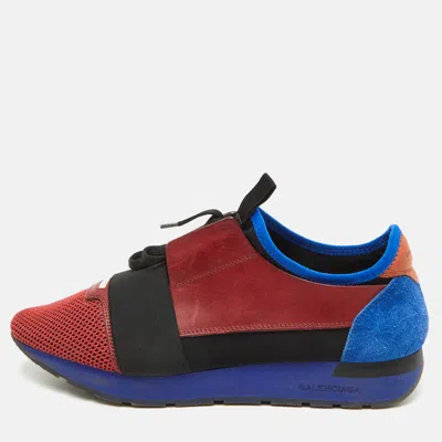 Pre-owned Balenciaga Race Runner Size 43 Multicolor Leather Mesh And Stretch Band Sneakers
