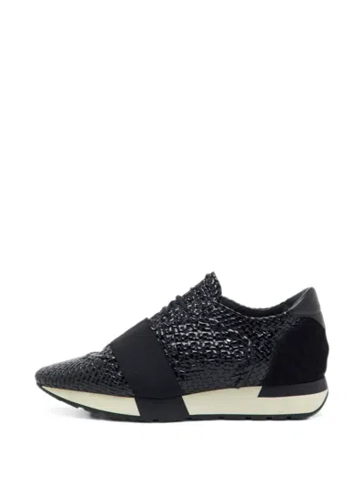 Pre-owned Balenciaga Race Runner Woven Sneakers In Black