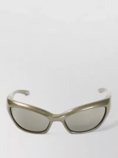Balenciaga Racer Cat Eye Sunglasses Metallic Finish In Brown