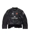 Balenciaga Leather Distressed Racer Jacket In Black
